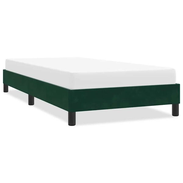 vidaXL Estructura de cama sin colch&oacute;n terciopelo verde oscuro 80x220cm