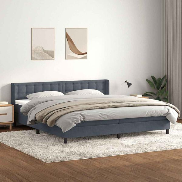 vidaXL Cama box spring con colch&oacute;n terciopelo gris oscuro 180x210 cm