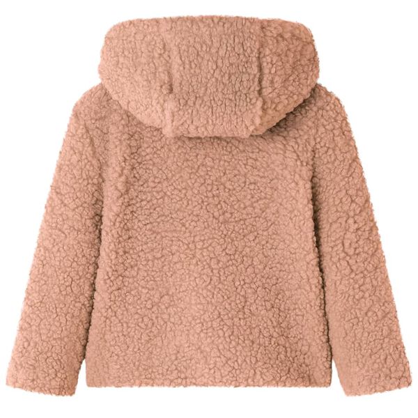 Chaqueta infantil con capucha pelo sintético borreguito coñac claro 116