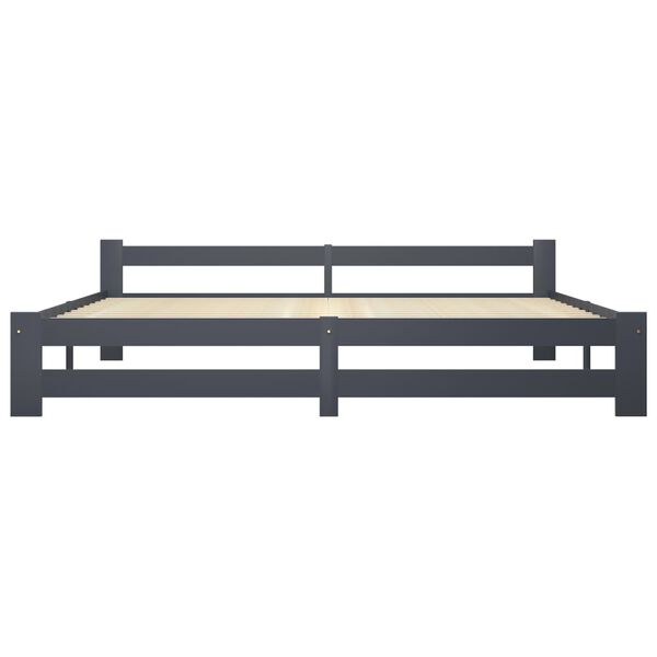 vidaXL Estructura cama sin colch&oacute;n madera pino gris oscuro 200x200 cm