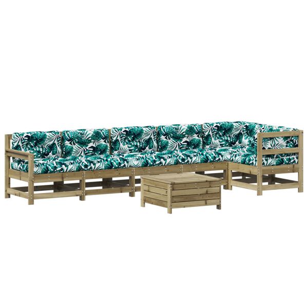 vidaXL Juego de muebles jard&iacute;n 7 pzas y cojines madera pino impregnada