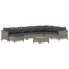 vidaXL Set de muebles de jard&iacute;n 9 pzas y cojines rat&aacute;n sint&eacute;tico gris