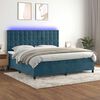 vidaXL Cama box spring colch&oacute;n y LED terciopelo azul oscuro 200x200 cm
