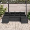 vidaXL Conjunto de Comedor de Jardín con cojín 6 pcs Negro