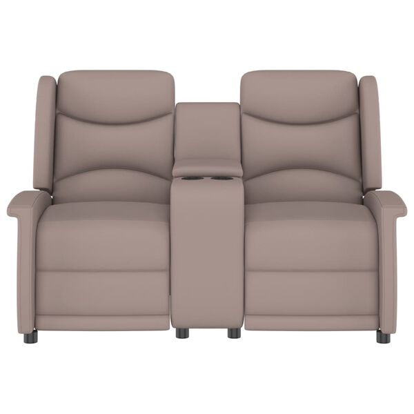vidaXL Sillón de masaje reclinable 2 plazas con portavasos gris taupe