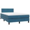 vidaXL Cama box spring con colch&oacute;n y LED terciopelo azul oscuro 120x220 cm