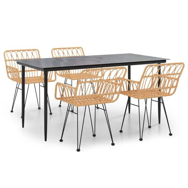 vidaXL Juego de comedor de jardín 5 piezas ratán sintético