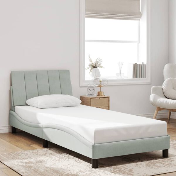 vidaXL Estructura de cama sin colchón Hanko terciopelo gris claro 90x190 cm