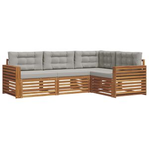 vidaXL Conjunto de sof&aacute;s de exterior 4 pcs Gris Natural y Claro