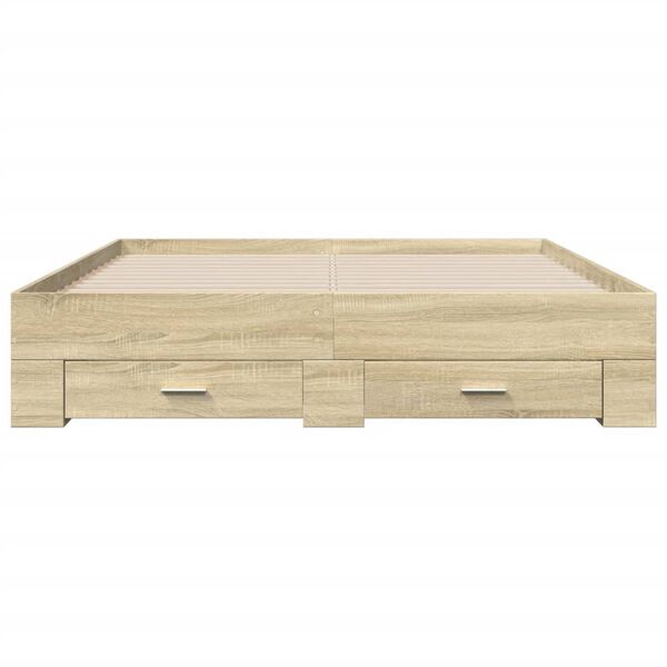 vidaXL Cama con cajones madera ingenier&iacute;a roble Sonoma 140x200 cm