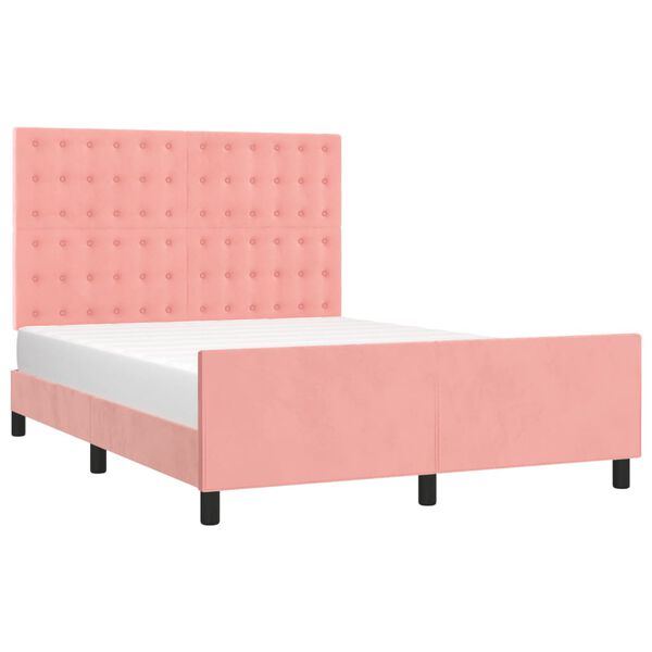 vidaXL Estructura de cama sin colch&oacute;n terciopelo rosa 140x200 cm