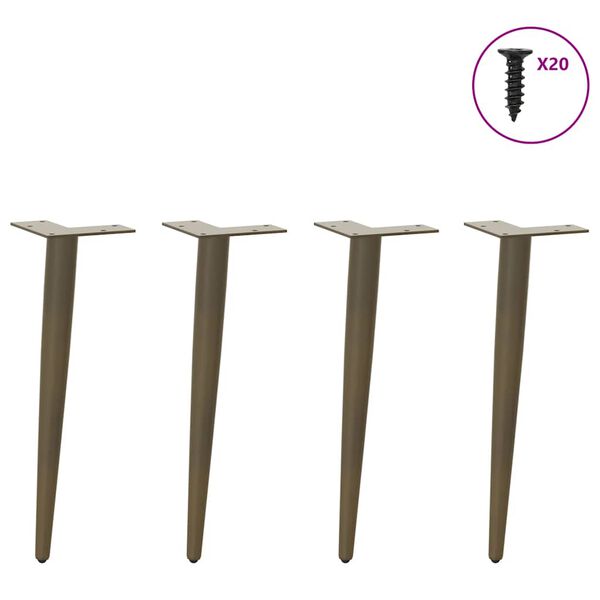 vidaXL Patas para mesa de centro cónicas 4 unidades acero natural 42-43 cm Acero