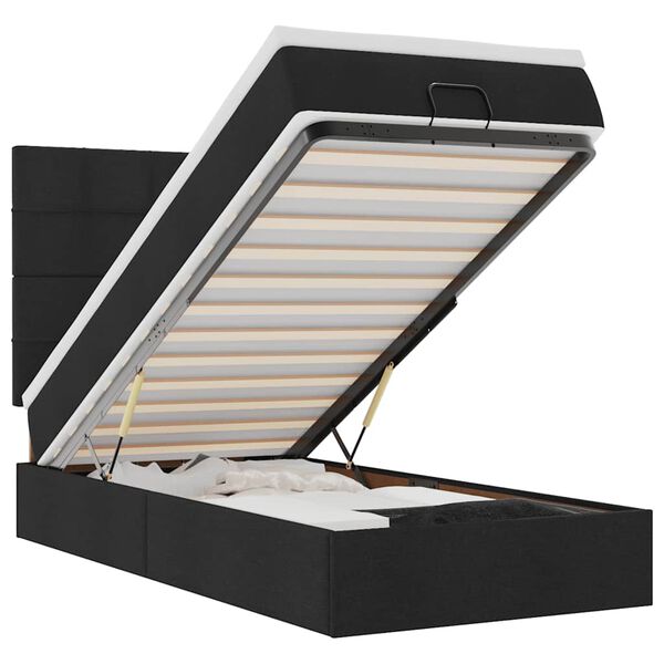 vidaXL Cama otomana con colch&oacute;n negra 90x200 cm tela
