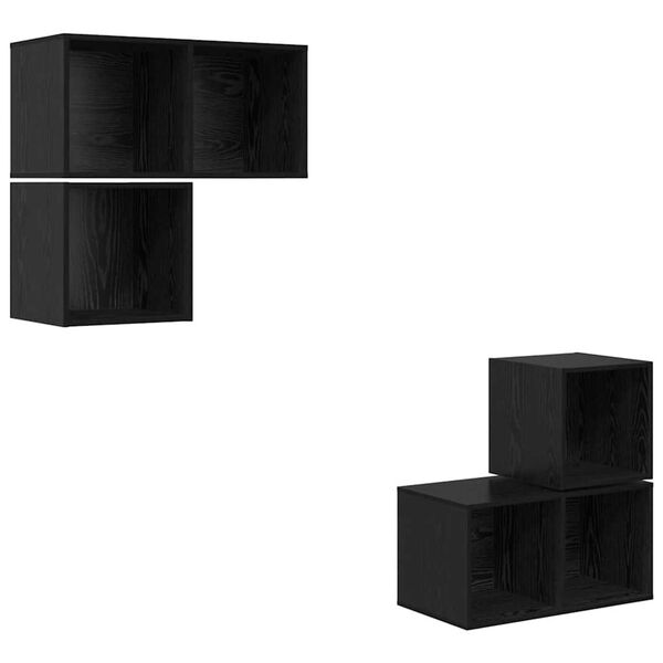 vidaXL Conjunto de mueble de TV 4 pcs Roble Negro Madera contrachapada