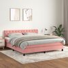 vidaXL Cama box spring con colch&oacute;n terciopelo rosa 160x200 cm