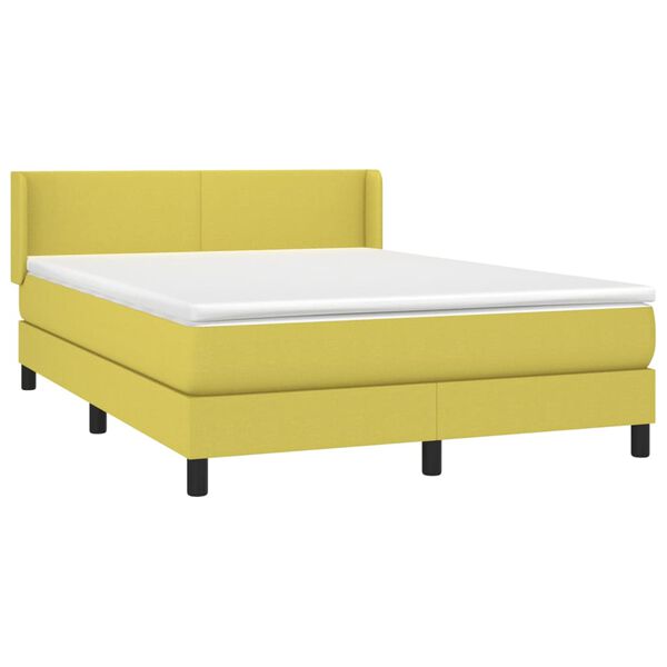 vidaXL Cama box spring con colch&oacute;n tela verde 140x200 cm
