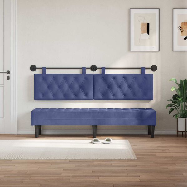 vidaXL Cabecera Colgante Azul Polic&iacute;a 170 x 55 x 7 cm Terciopelo