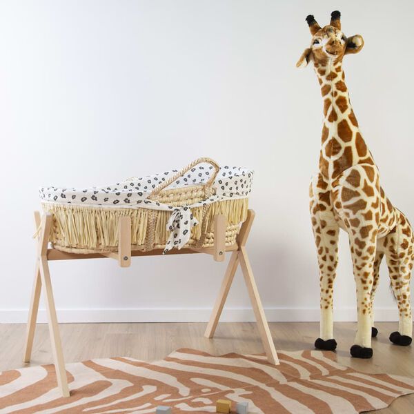 CHILDHOME Cuna mois&eacute;s con colch&oacute;n y funda rafia leopardo
