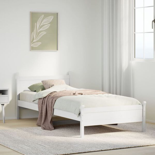 vidaXL Estructura de cama sin colch&oacute;n madera maciza blanca 75x190 cm