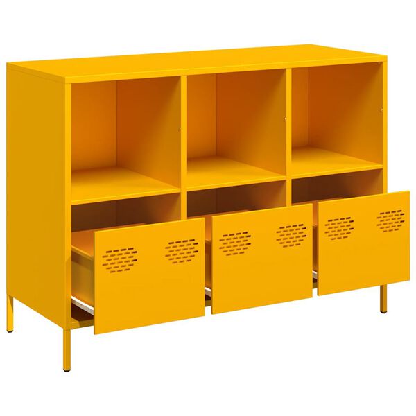 vidaXL Aparador acero laminado fr&iacute;o amarillo mostaza 101,5x39x73,5 cm
