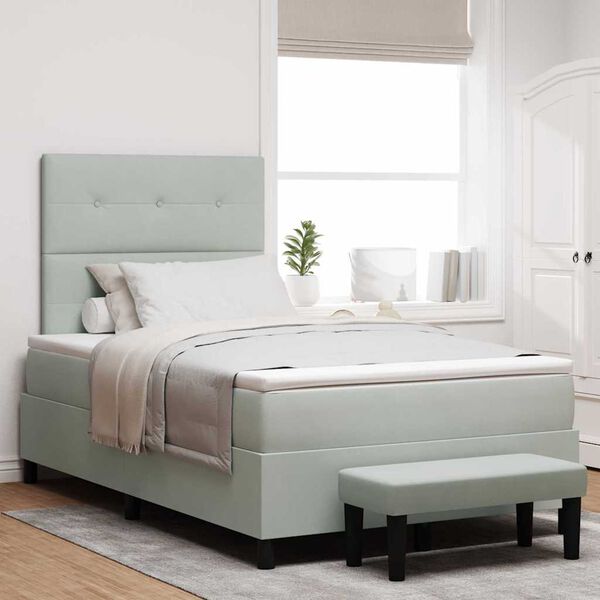 vidaXL Cama tipo Box Spring Gris claro 120 x 190 cm Terciopelo
