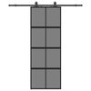 vidaXL Puerta corredera con herrajes negro 76x205 cm vidrio templado