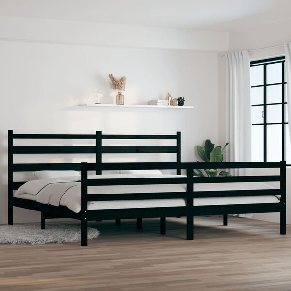 vidaXL Estructura de cama sin colch&oacute;n madera de pino negro 200x200 cm