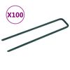vidaXL Clavos para c&eacute;sped artificial 100 piezas de hierro forma de U