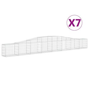 vidaXL Cestas de gaviones 7 uds forma de arco hierro 400x30x40/60 cm