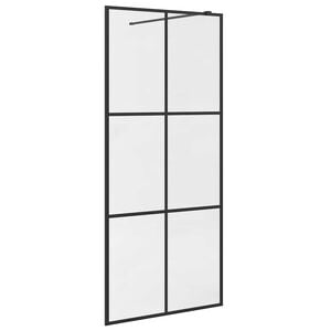 vidaXL Mampara ducha accesible vidrio ESG transparente negro 90x195 cm