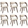vidaXL Sillas de comedor 6 uds madera curvada y cuero sint&eacute;tico crema