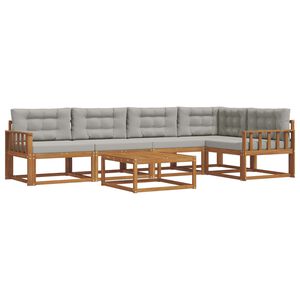 vidaXL Conjunto de sof&aacute;s de exterior 6 pcs Gris Natural y Claro