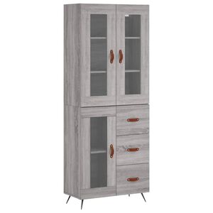 vidaXL Aparador alto madera contrachapada gris sonoma 69,5x34x180 cm