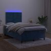vidaXL Cama box spring colch&oacute;n y LED terciopelo azul oscuro 120x200 cm