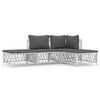 vidaXL Juego de muebles de jard&iacute;n 4 piezas y cojines acero blanco