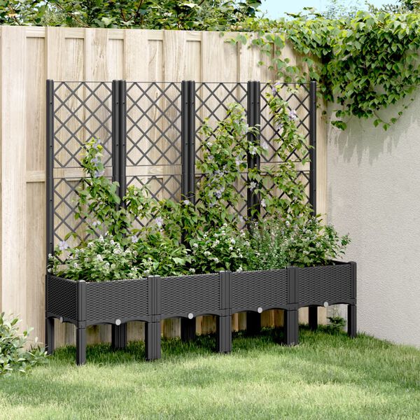 vidaXL Jardinera con enrejado PP negro 160x40x142 cm