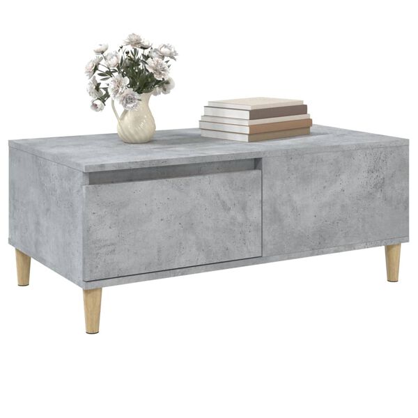 vidaXL Mesa de centro madera contrachapada gris hormigón 90x50x36,5 cm