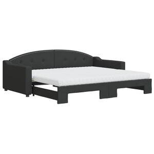 vidaXL Sof&aacute; cama nido con colch&oacute;n tela negro 90x200 cm