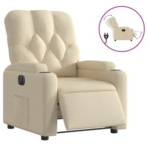 vidaXL Sill&oacute;n reclinable el&eacute;ctrico de tela crema