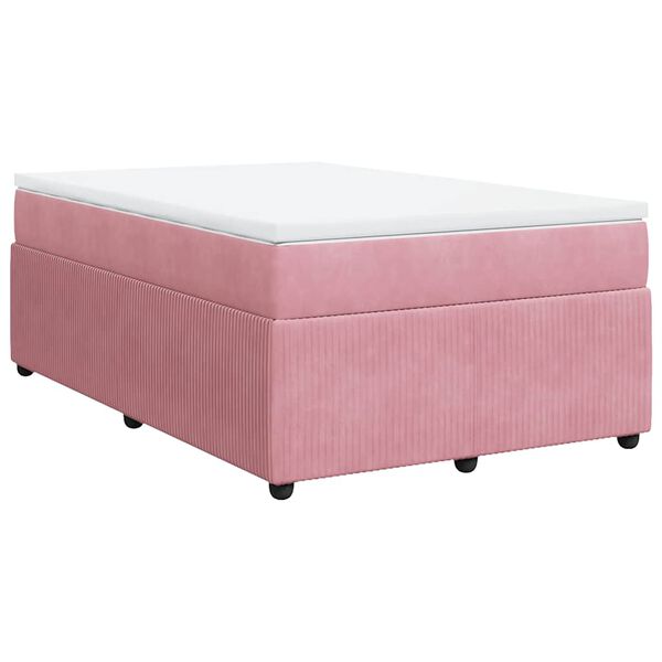 vidaXL Cama box spring con colch&oacute;n terciopelo rosa 120x200 cm