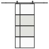 vidaXL Puerta corredera con herrajes negro 90x205 cm vidrio templado