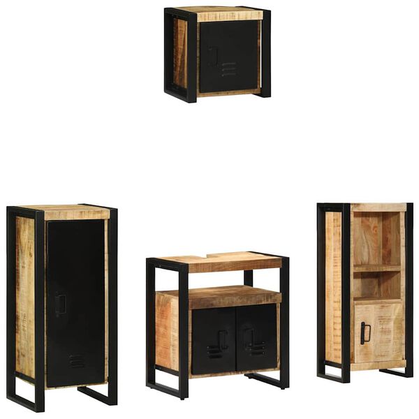 vidaXL Juego de muebles de ba&ntilde;o con caj&oacute;n 4 pcs Madera de mango maciza