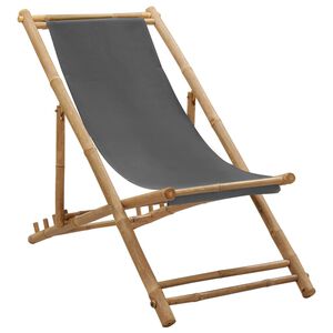vidaXL Silla de playa de bamb&uacute; y lona gris oscuro