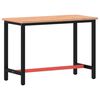 vidaXL Banco de trabajo madera maciza de haya y metal 115x55x81,5 cm
