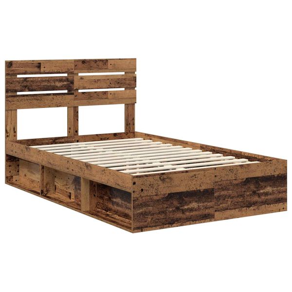 vidaXL Estructura de cama con cabecera Madera vieja 120 x 200 cm