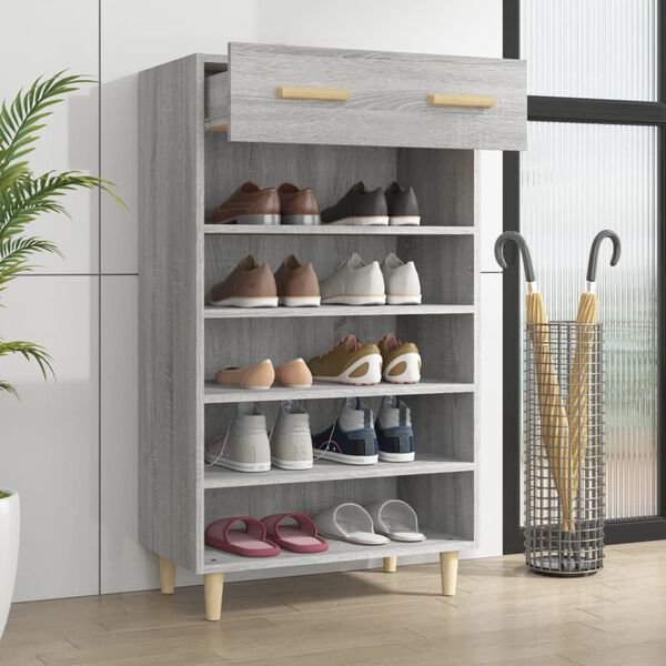 vidaXL Mueble zapatero madera contrachapada gris Sonoma 60x35x105 cm