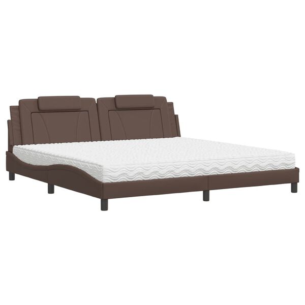 vidaXL Cama Viana con colch&oacute;n cuero sint&eacute;tico marr&oacute;n 200x200 cm