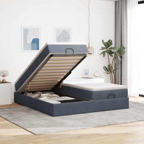 vidaXL Estructura cama otomana colchones terciopelo gris oscuro