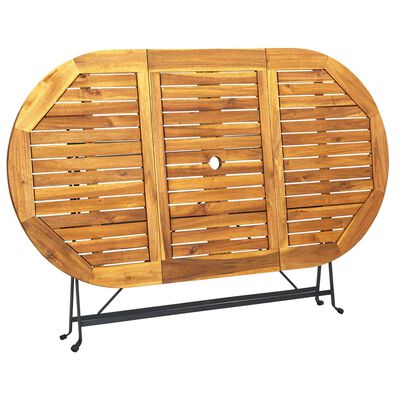 vidaXL Mesa de jardín madera maciza de acacia ovalada 160x85x74 cm