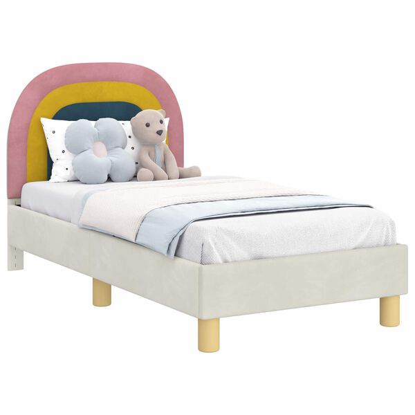 vidaXL Estructura de cama para niños pequeños con cabecera Crema